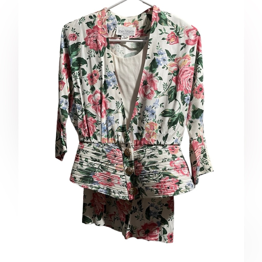 Vintage Vintage 80s 90s Sheri Martin Floral Theme Blazer Skirt Set